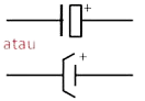 simbol kapasitor elektrolit